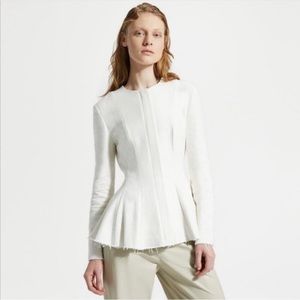 Theory Movement Jacket Canvas Tweed Peplum Zip-up Blazer 2